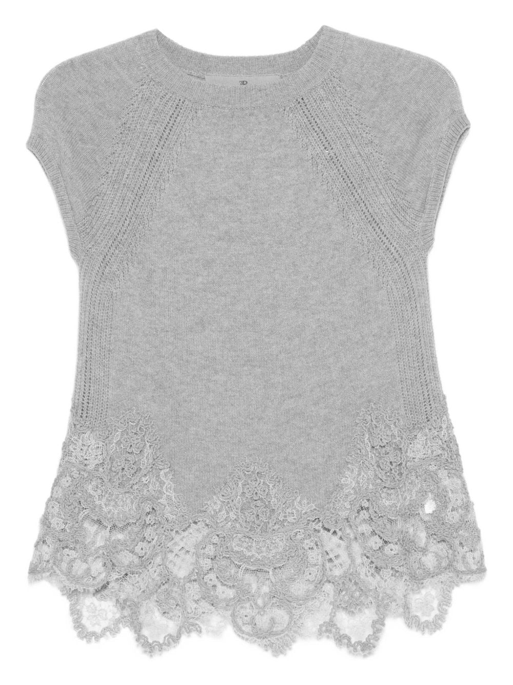 Ermanno Scervino Lace-trimmed knit top Ermanno Scervino