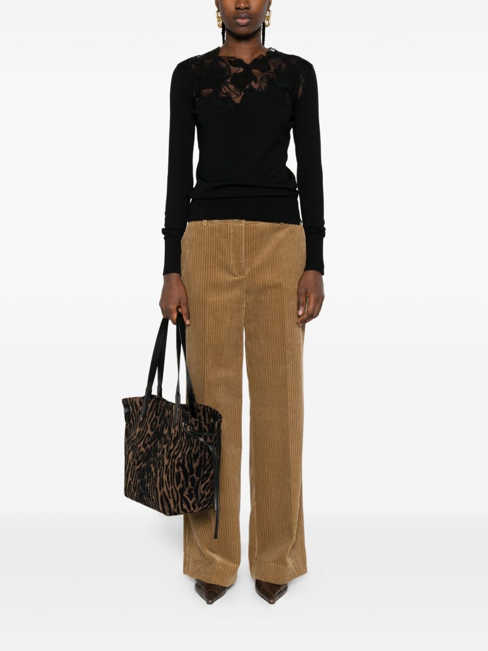 Ermanno Scervino Floral-lace neckline sweater Ermanno Scervino