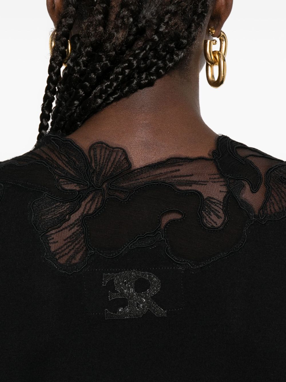 Ermanno Scervino Floral-lace neckline sweater Ermanno Scervino