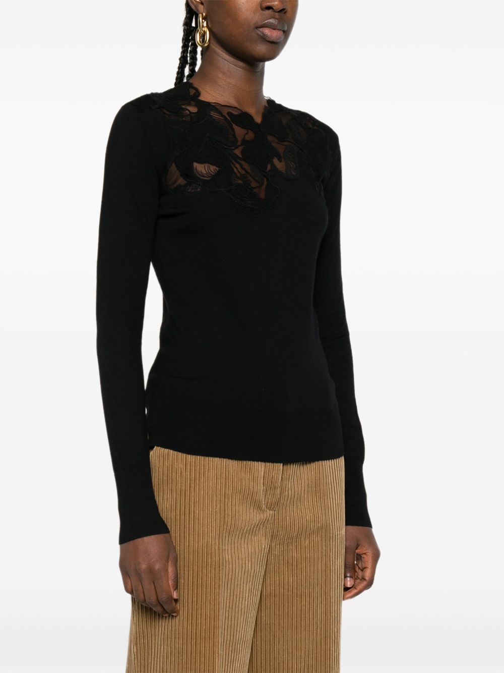 Ermanno Scervino Floral-lace neckline sweater Ermanno Scervino