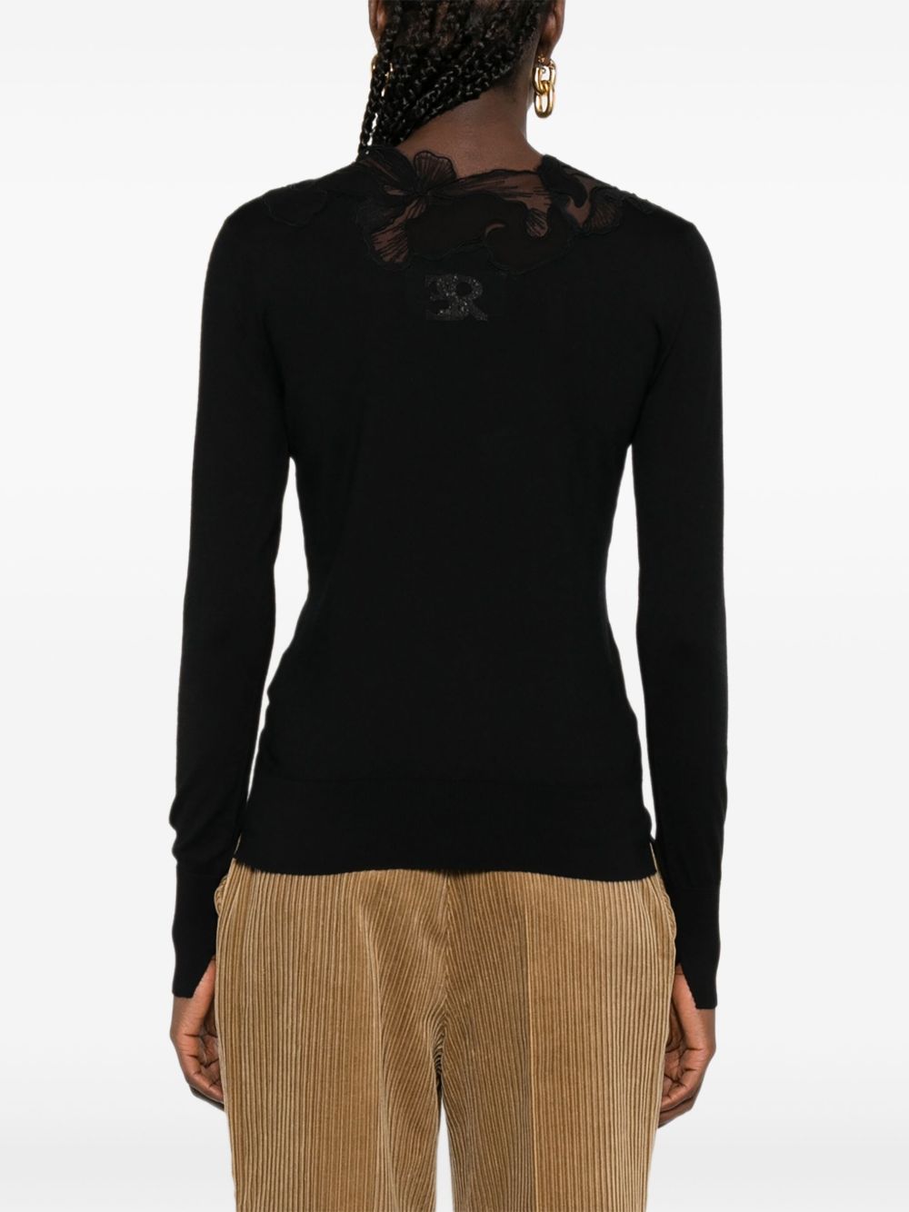 Ermanno Scervino Floral-lace neckline sweater Ermanno Scervino
