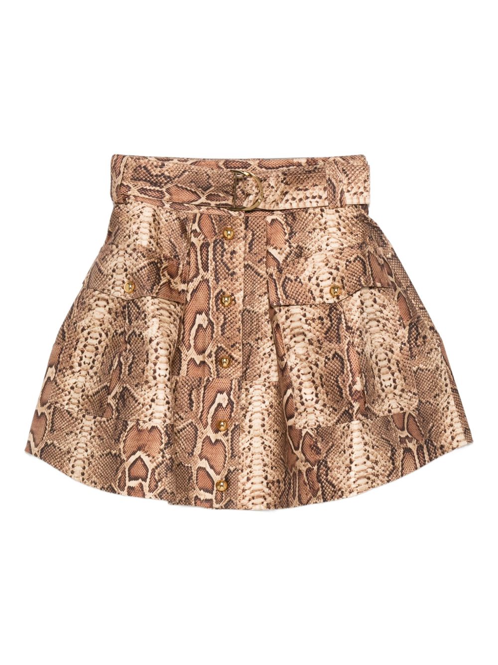 Zimmermann Snakeskin-effect belted skirt Zimmermann