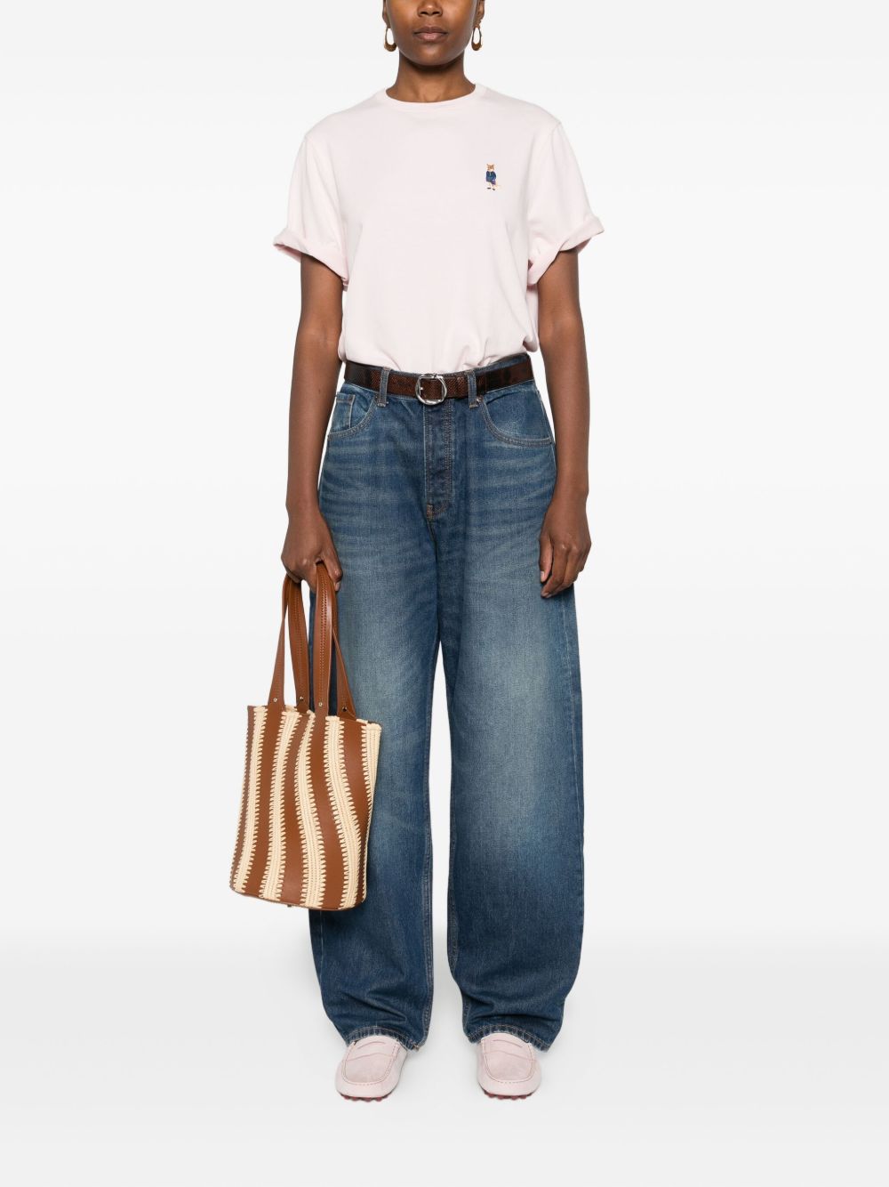 Maison Kitsuné Fox-embroidered cotton T-shirt Maison Kitsuné