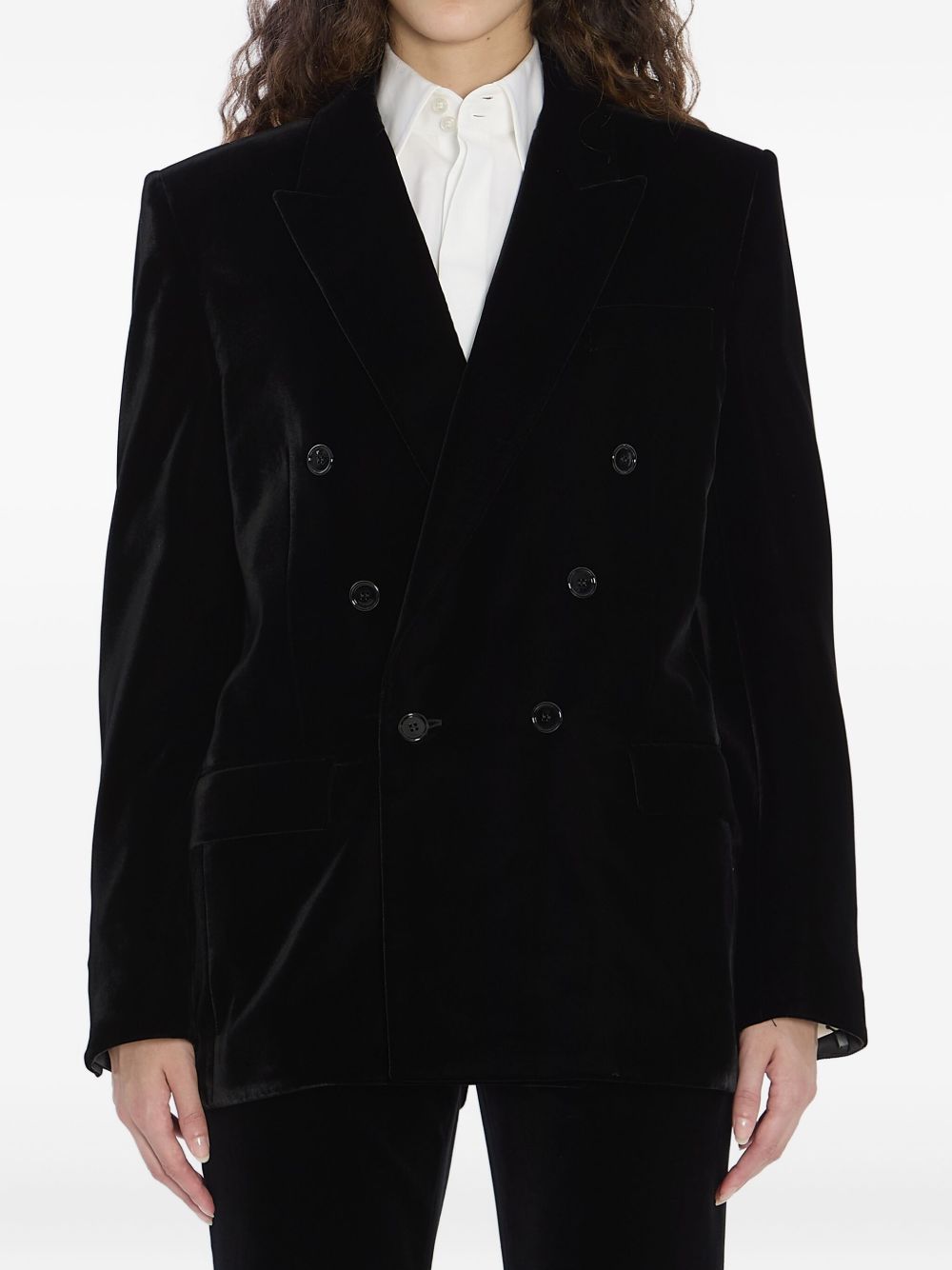 Saint Laurent Cassandre double-breasted velvet jacket Saint Laurent