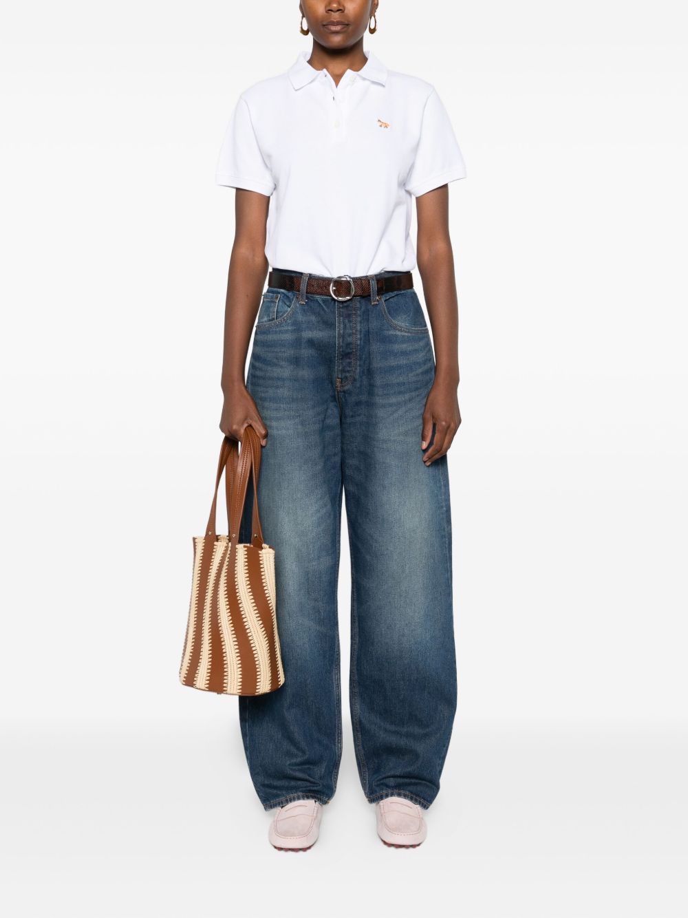 Maison Kitsuné Fox-embroidered polo shirt Maison Kitsuné