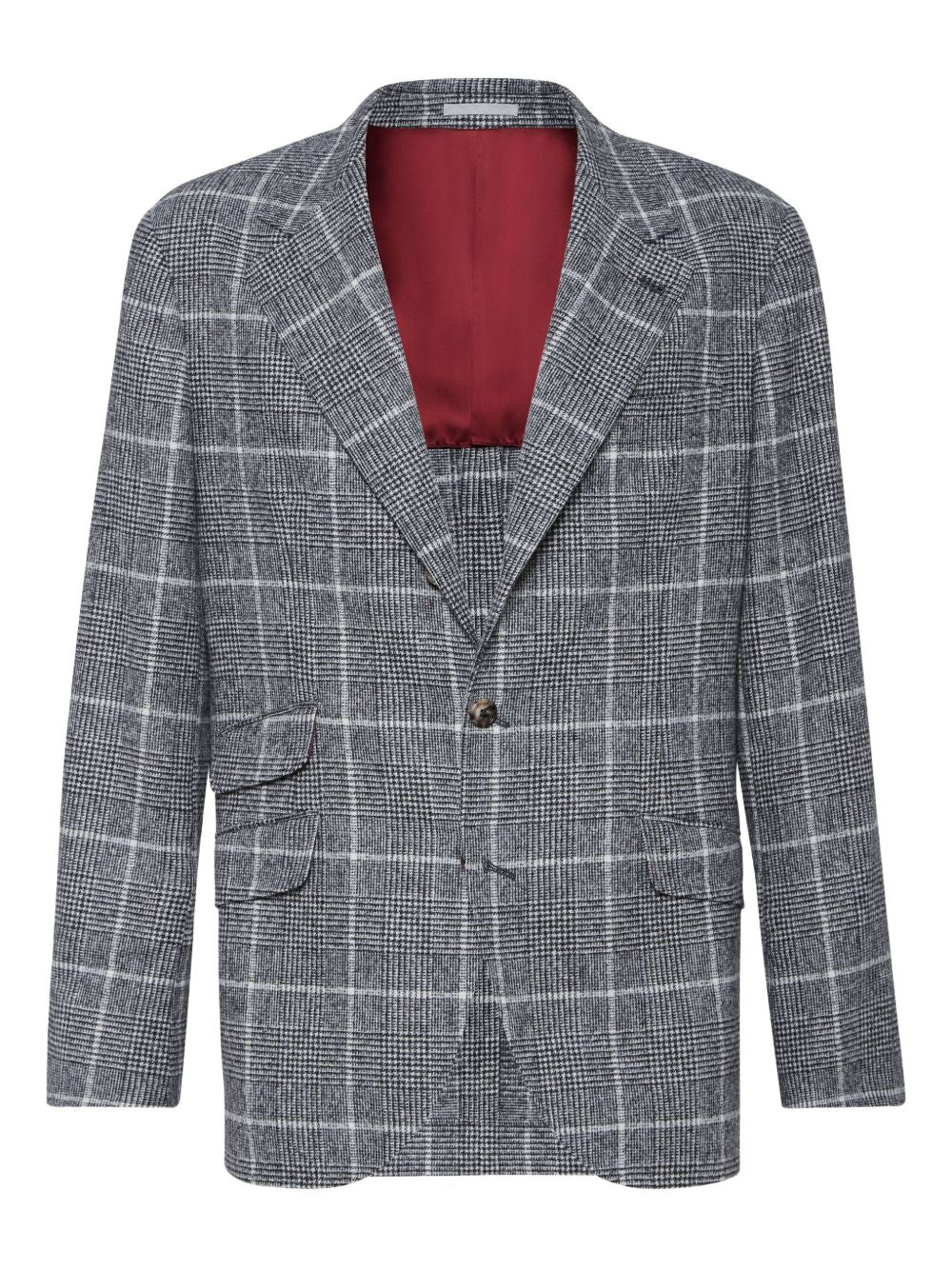Brunello Cucinelli Alpaca and wool overcheck Prince of Wales deconstructed Cavallo blazer Brunello Cucinelli