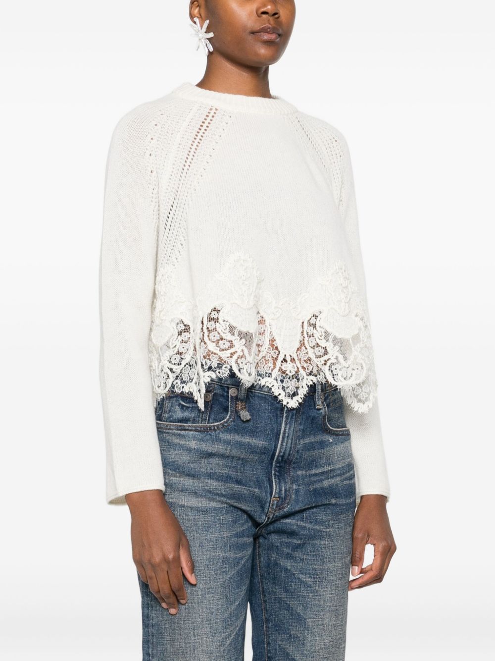 Ermanno Scervino Lace-trimmed sweater Ermanno Scervino