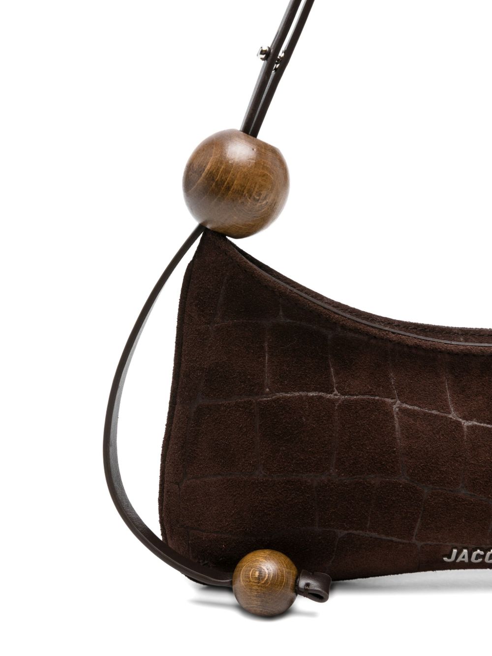 JACQUEMUS Le Bisou Perle crocodile-effect suede shoulder bag JACQUEMUS