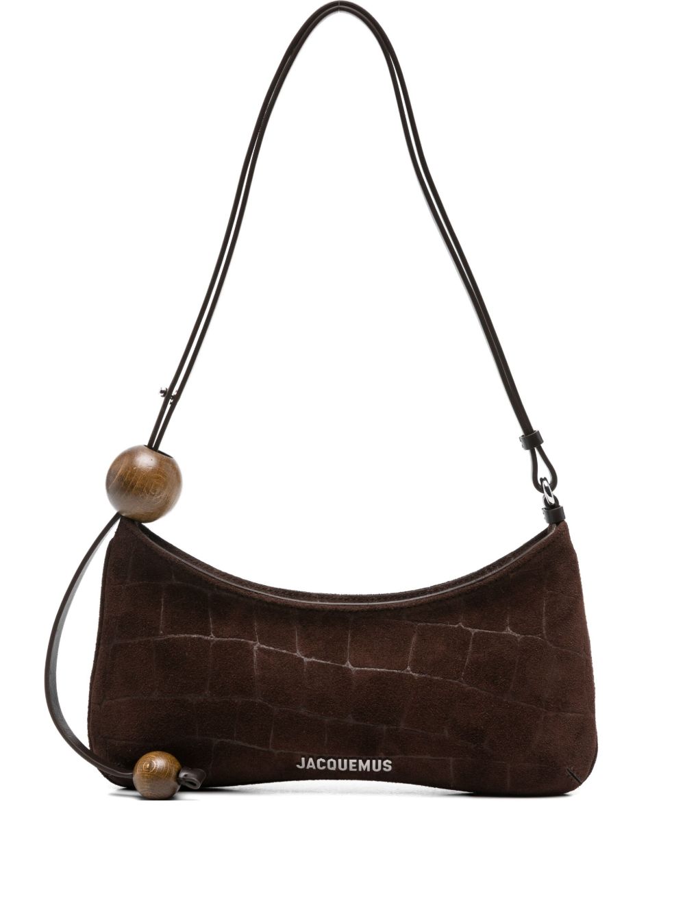 JACQUEMUS Le Bisou Perle crocodile-effect suede shoulder bag JACQUEMUS