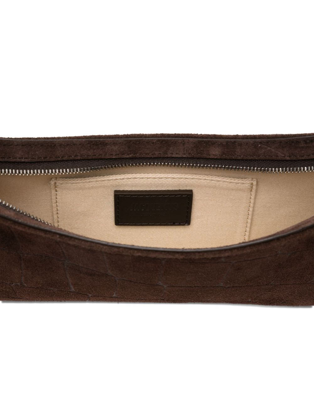 JACQUEMUS Le Bisou Perle crocodile-effect suede shoulder bag JACQUEMUS