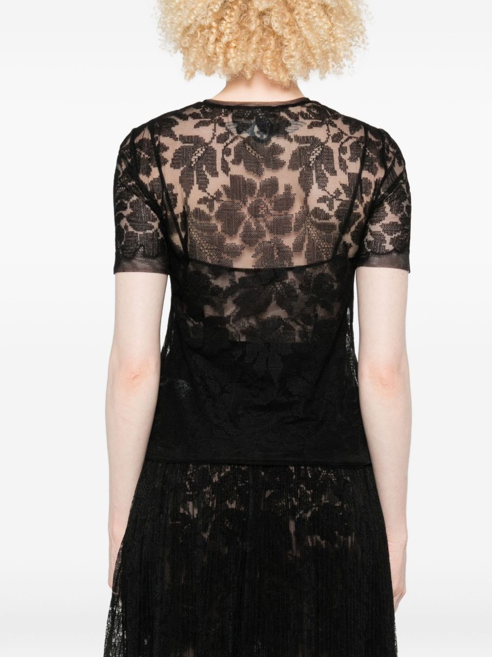 Ermanno Scervino Floral-lace mesh top Ermanno Scervino