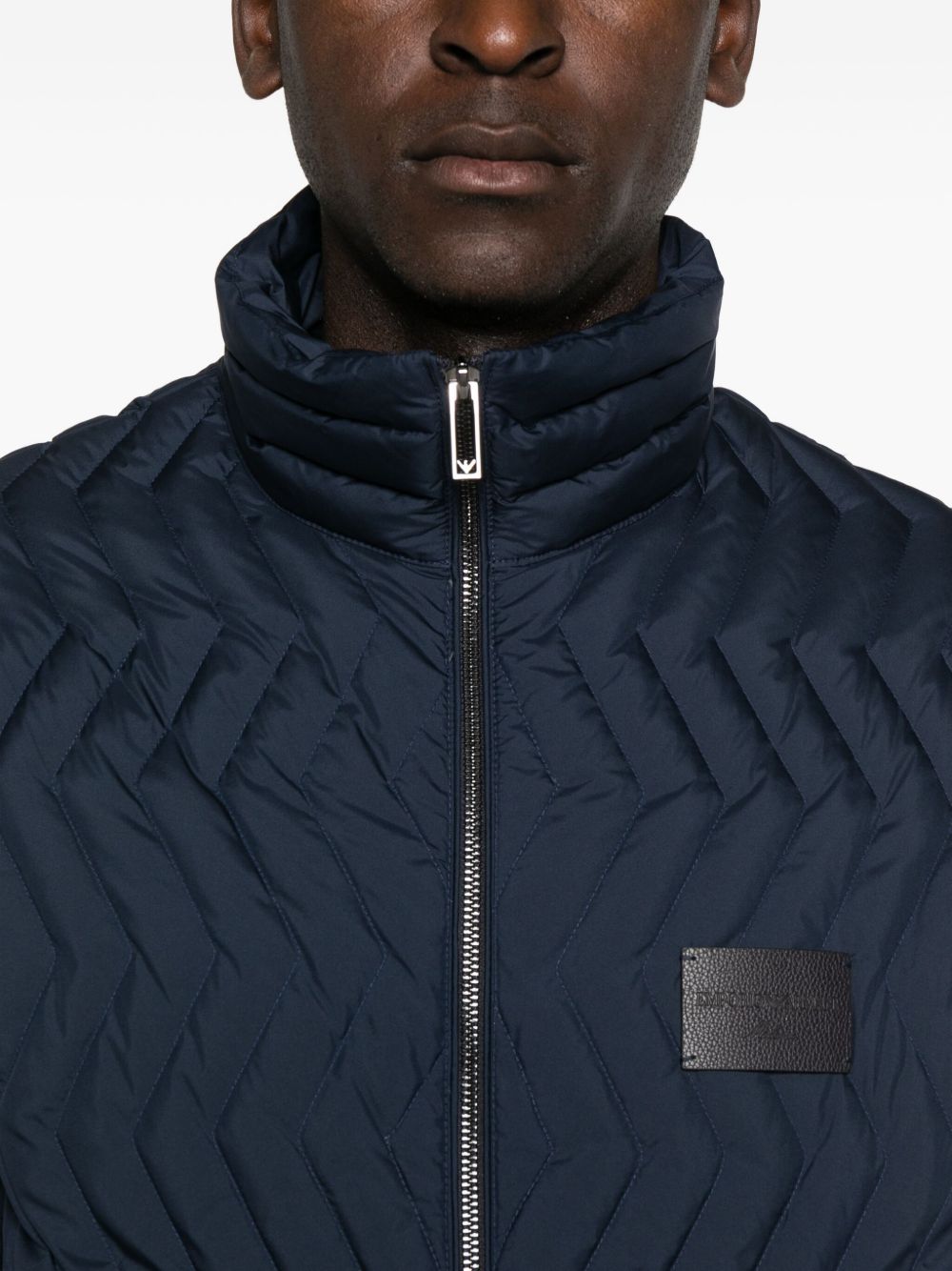 Emporio Armani Full-zip down jacket in chevron quilted ripstop nylon Emporio Armani
