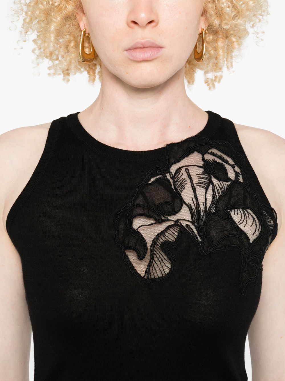 Ermanno Scervino Floral-embroidery sleeveless vest Ermanno Scervino