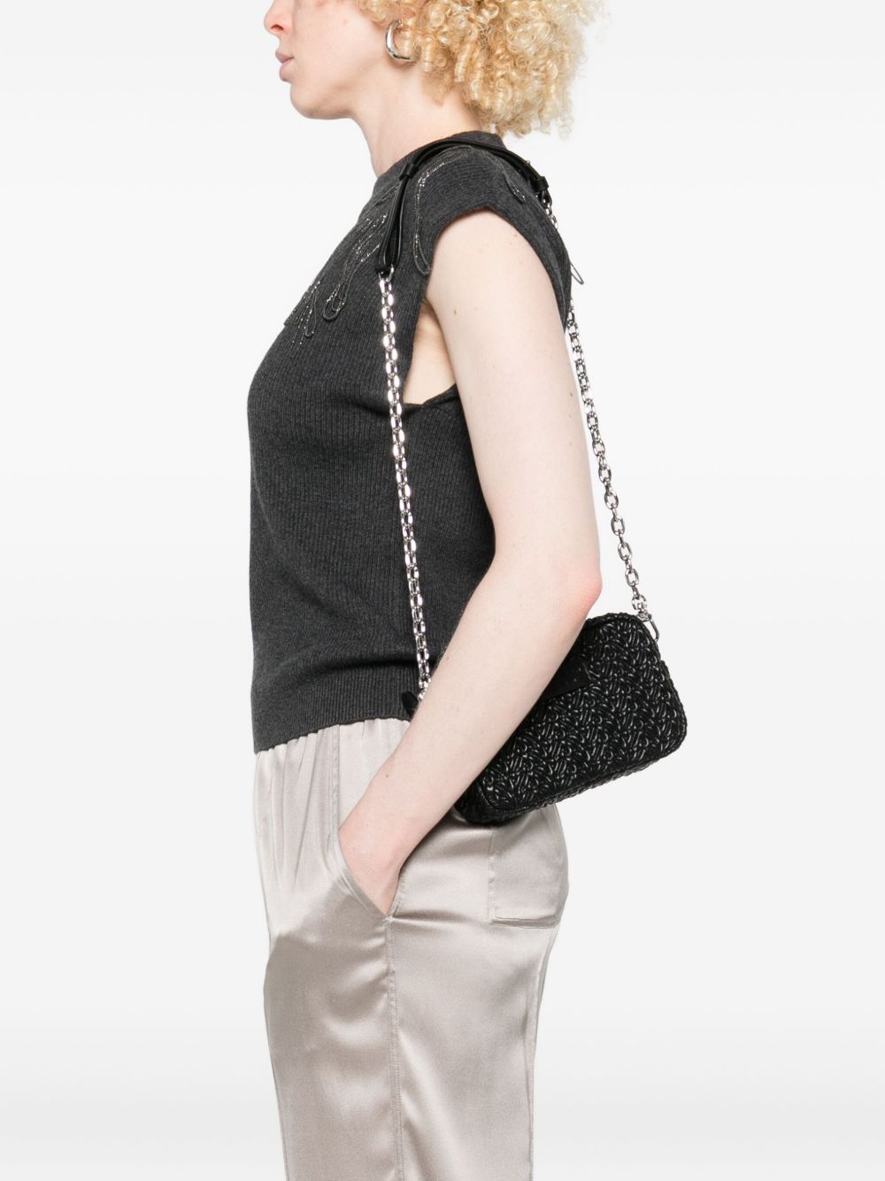 Emporio Armani Embossed camera case with chain shoulder strap Emporio Armani