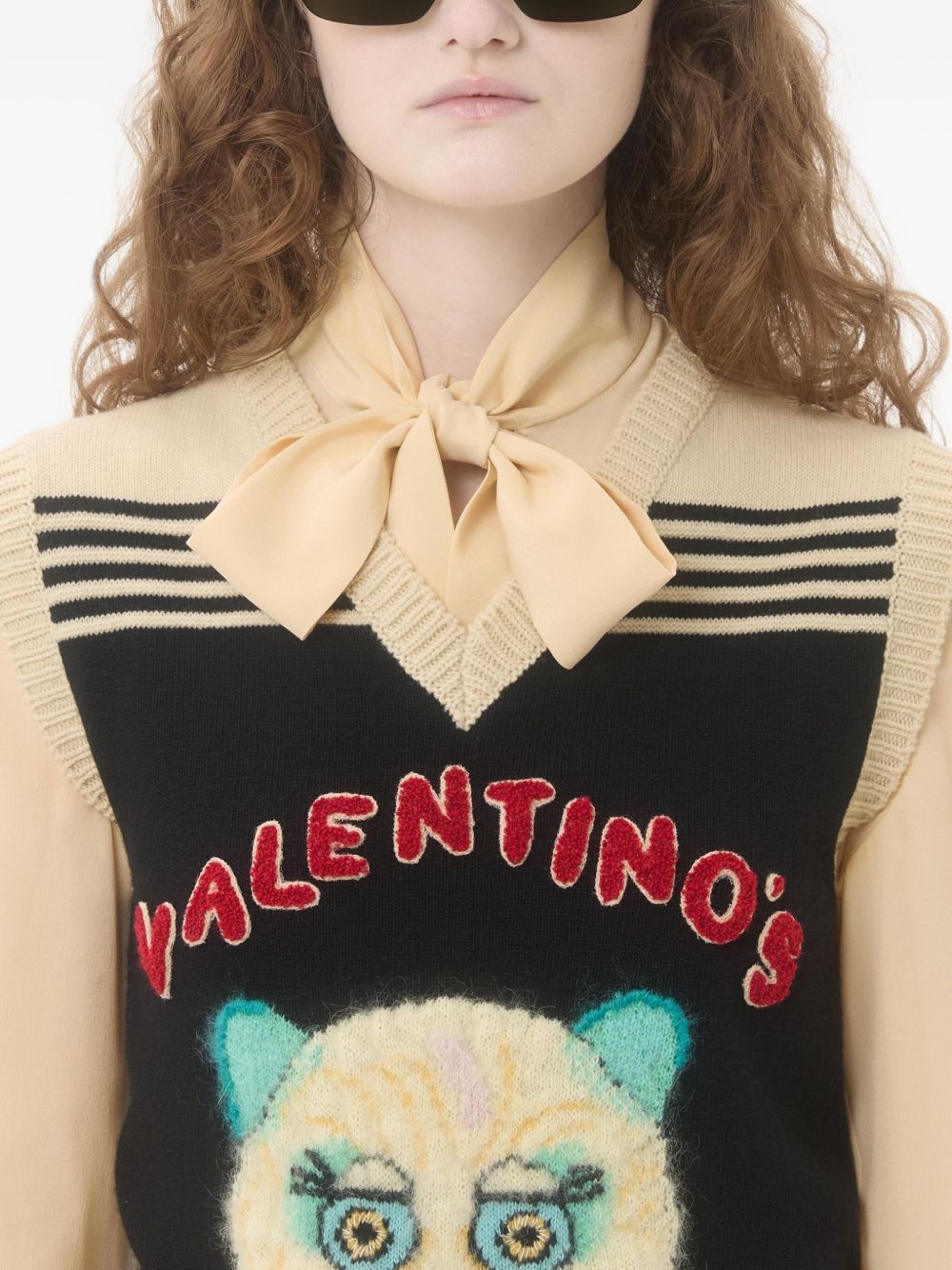 Valentino Cat-motif stripe-detail vest Valentino