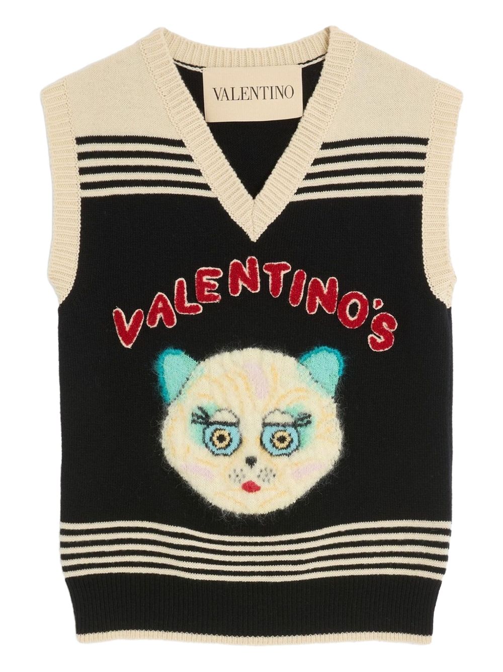 Valentino Cat-motif stripe-detail vest Valentino