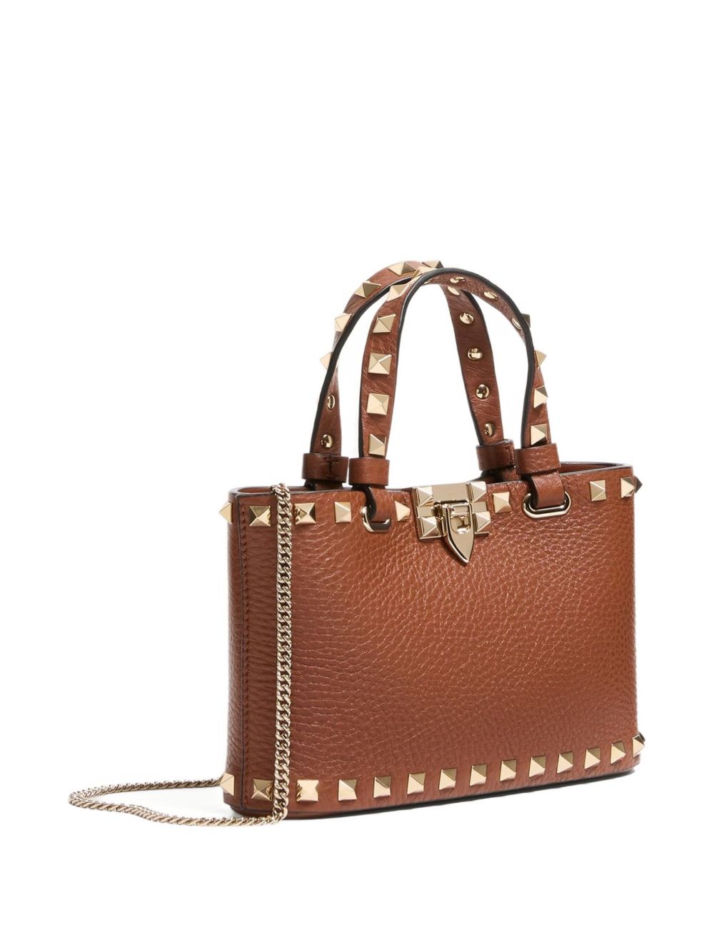 Valentino Garavani Mini Rockstud Shopping Bag in Garnet Calfskin
