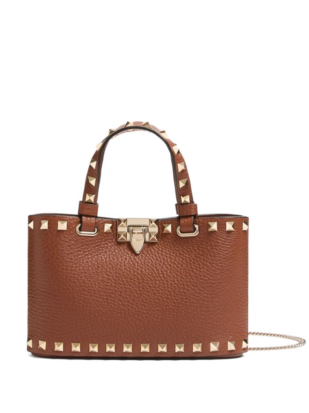Valentino Garavani Mini Rockstud Shopping Bag in Garnet Calfskin