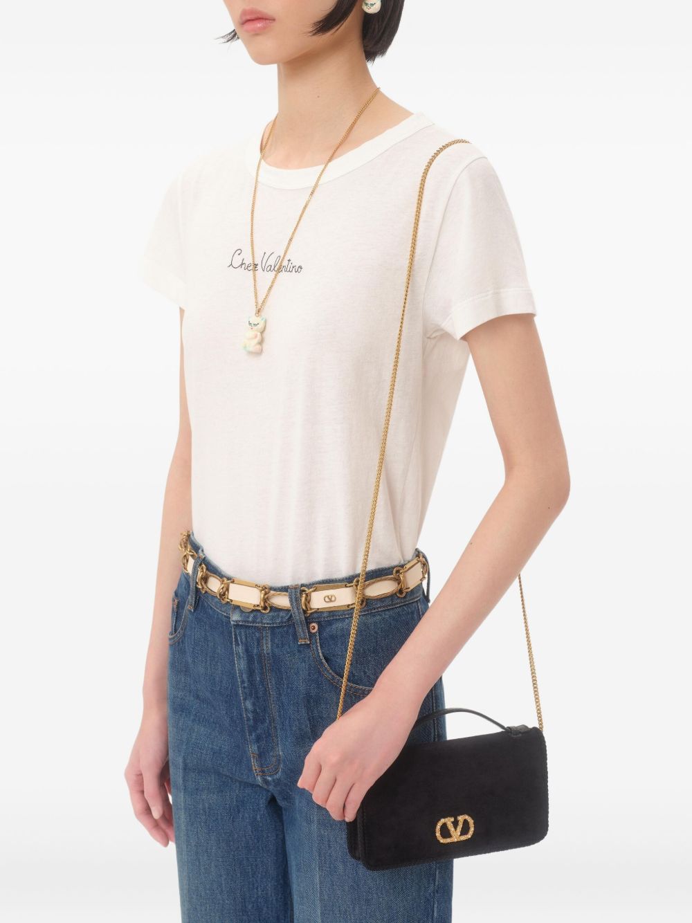 Valentino Garavani Suede flap shoulder bag