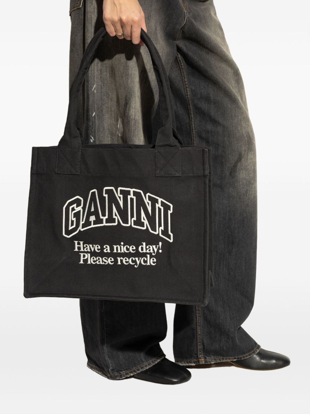 Ganni Recycled cotton large tote bag Ganni