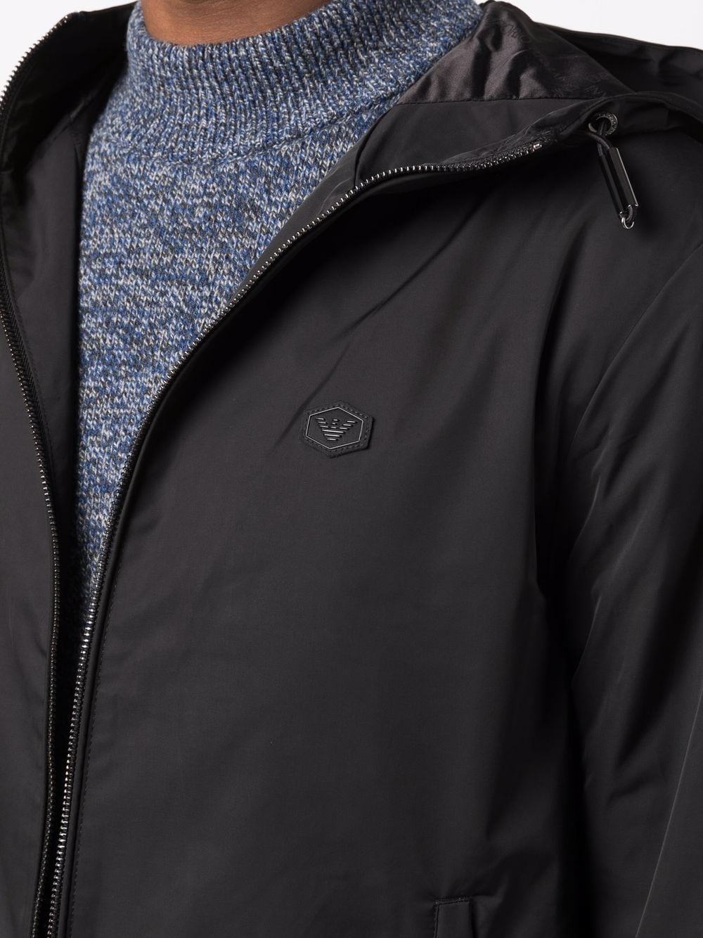 Emporio Armani Water-repellent nylon blouson with hood and logo patch Emporio Armani