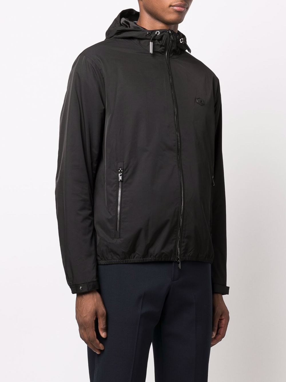Emporio Armani Water-repellent nylon blouson with hood and logo patch Emporio Armani