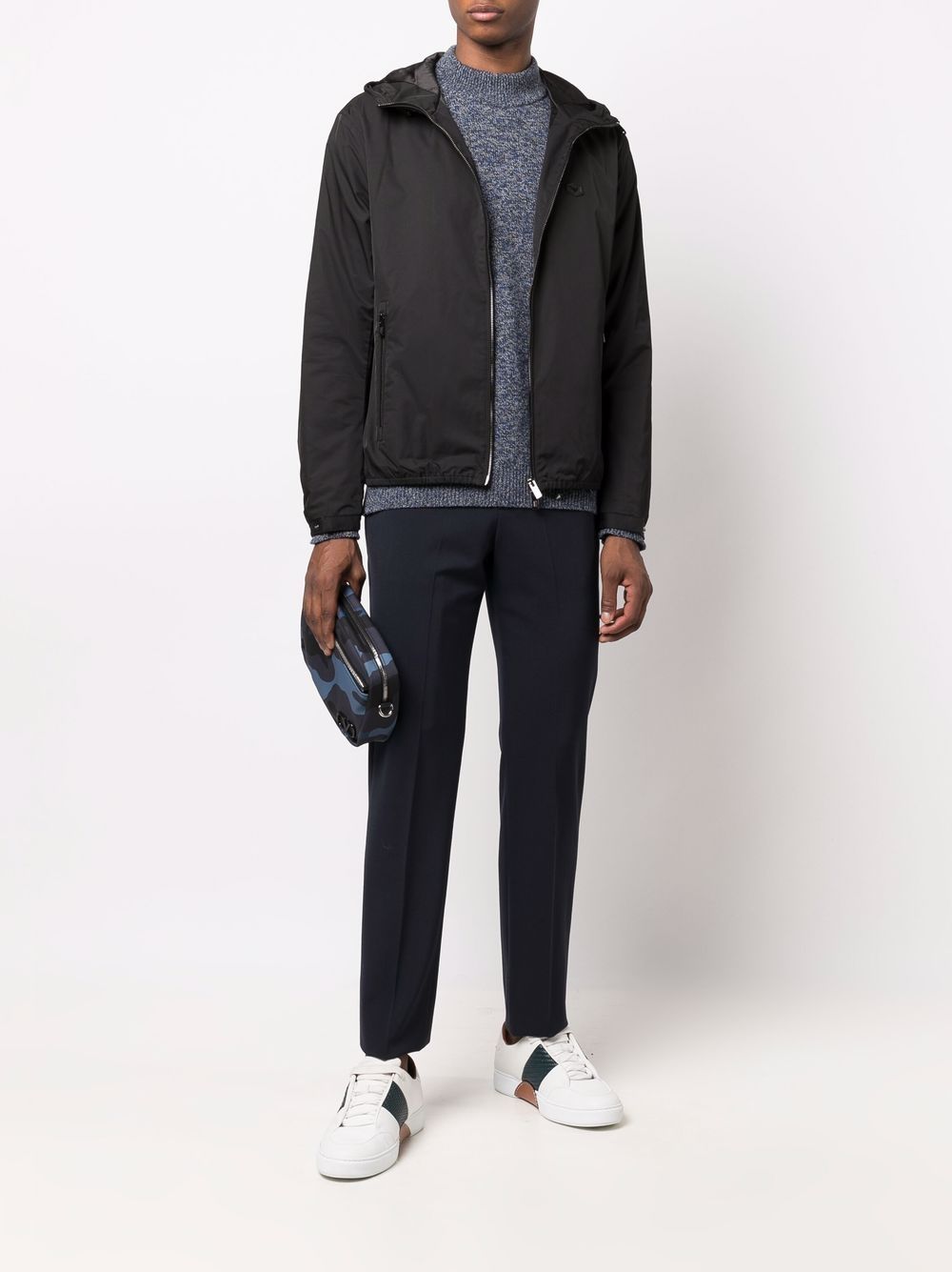 Emporio Armani Water-repellent nylon blouson with hood and logo patch Emporio Armani