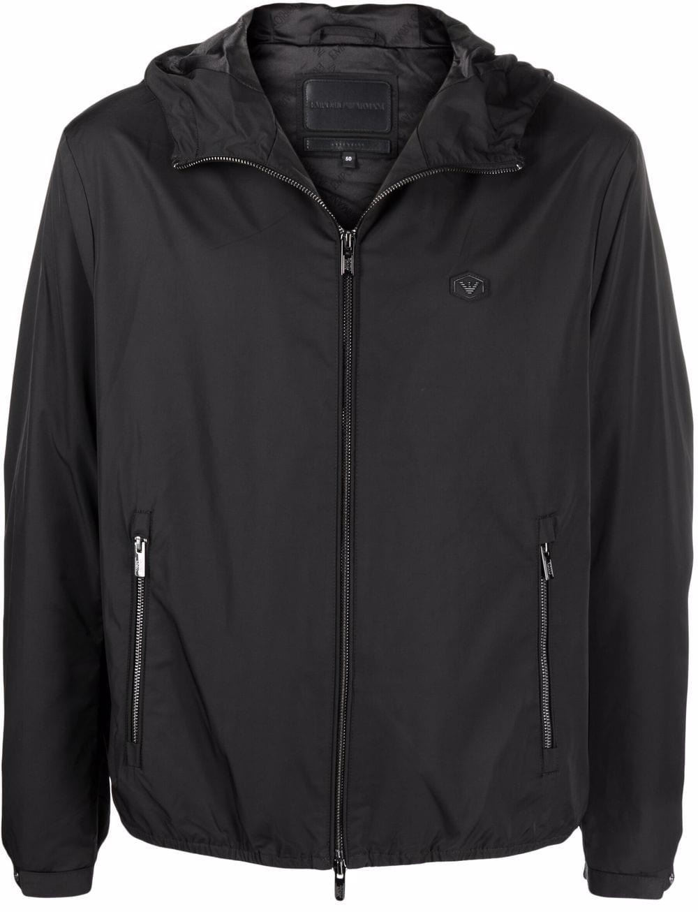 Emporio Armani Water-repellent nylon blouson with hood and logo patch Emporio Armani