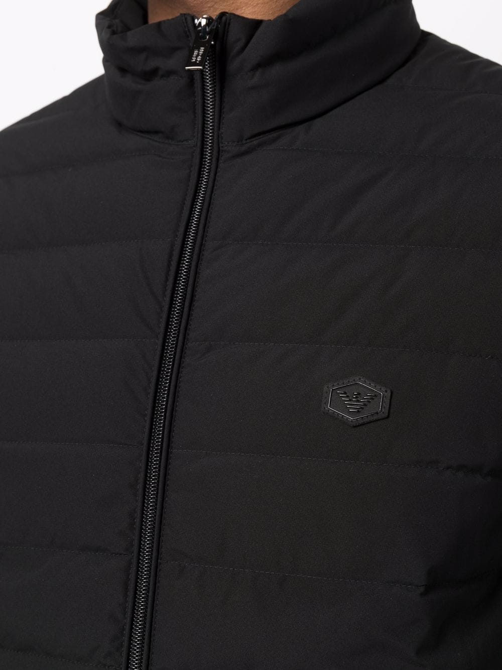 Emporio Armani Full-zip quilted nylon down jacket with eagle logo patch Emporio Armani