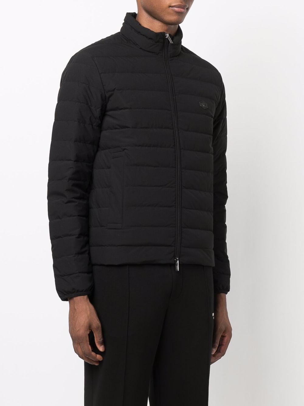Emporio Armani Full-zip quilted nylon down jacket with eagle logo patch Emporio Armani