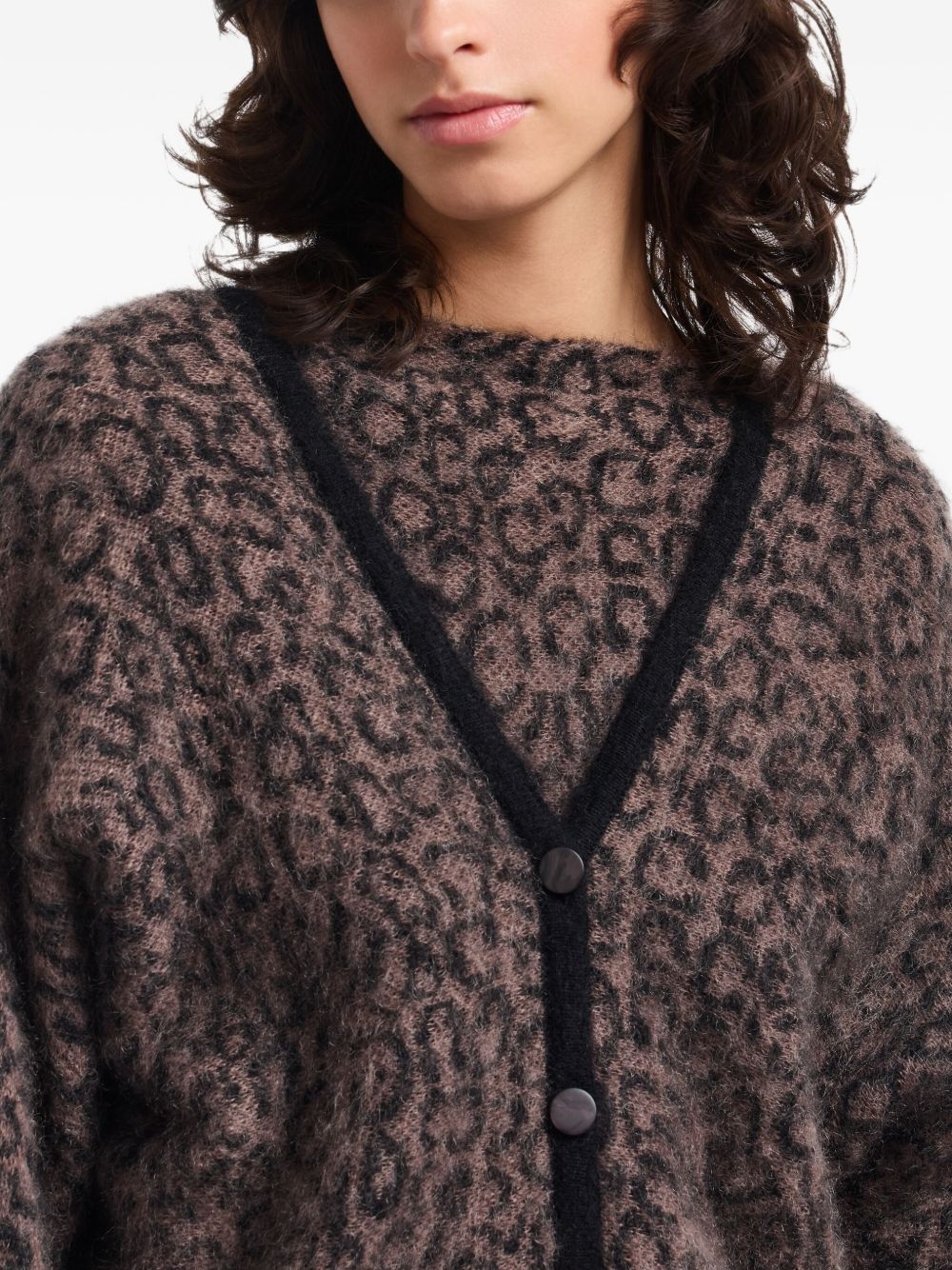 Emporio Armani V-neck cardigan in mohair wool blend with all-over jacquard pattern Emporio Armani