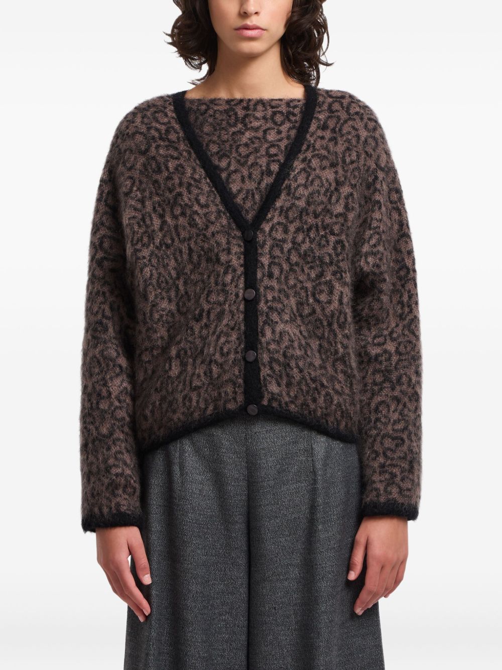 Emporio Armani V-neck cardigan in mohair wool blend with all-over jacquard pattern Emporio Armani