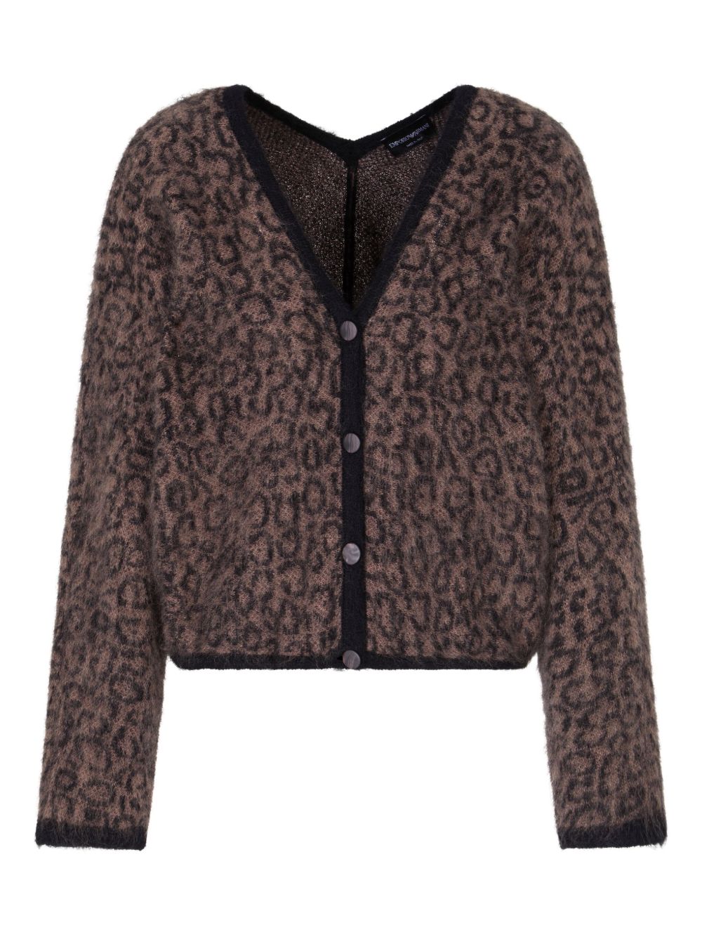 Emporio Armani V-neck cardigan in mohair wool blend with all-over jacquard pattern Emporio Armani