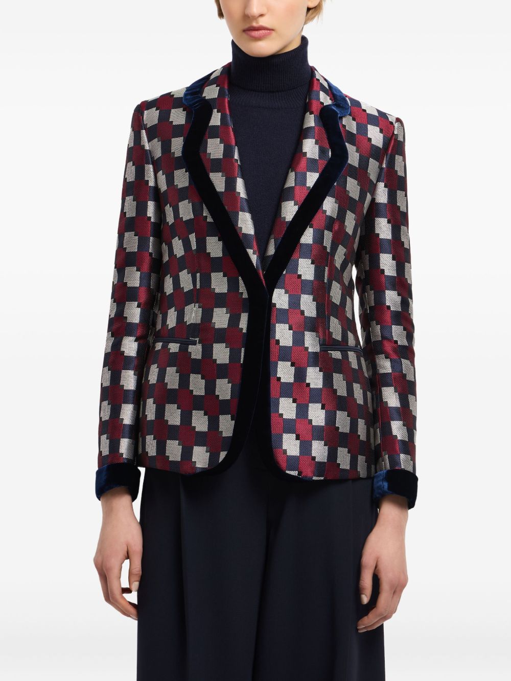 Emporio Armani Geometric jacquard blazer with velvet details Emporio Armani