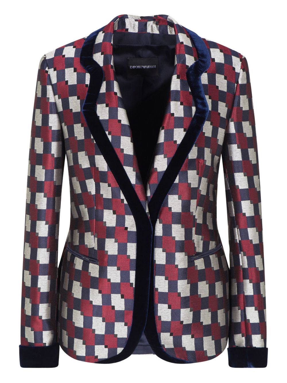 Emporio Armani Geometric jacquard blazer with velvet details Emporio Armani