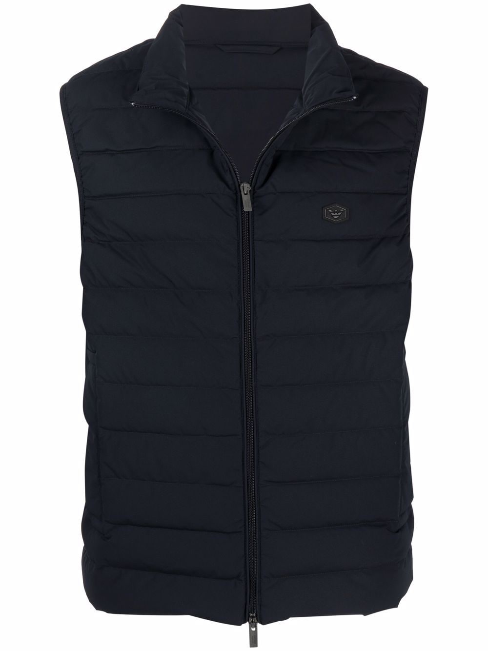 Emporio Armani Full-zip, sleeveless quilted nylon down jacket with eagle logo patch Emporio Armani