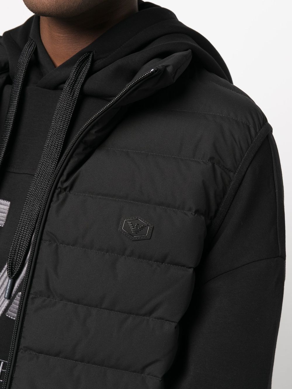 Emporio Armani Full-zip, sleeveless quilted nylon down jacket with eagle logo patch Emporio Armani