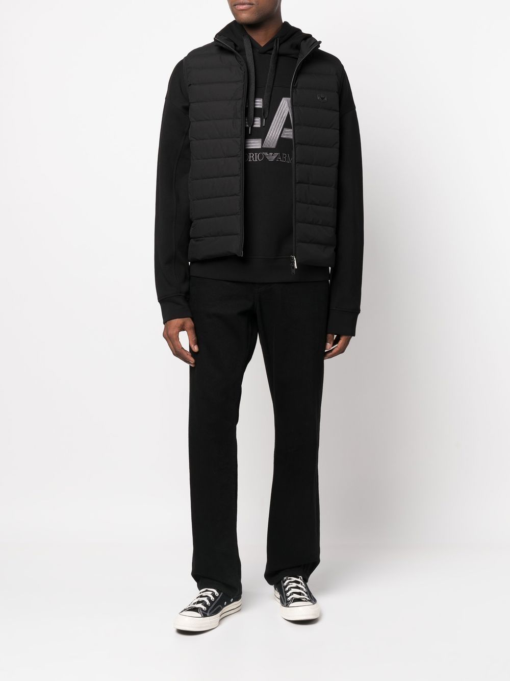 Emporio Armani Full-zip, sleeveless quilted nylon down jacket with eagle logo patch Emporio Armani