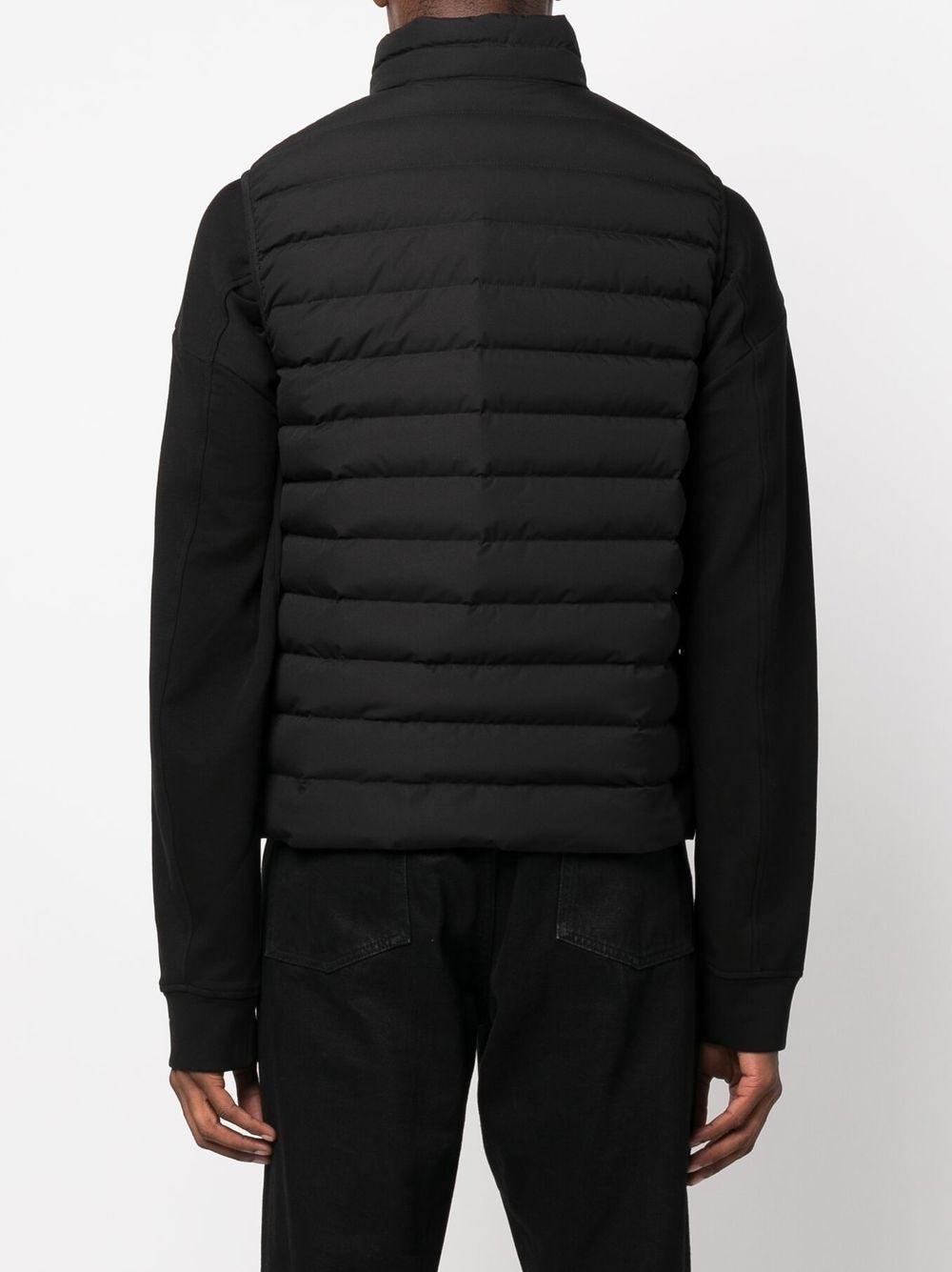 Emporio Armani Full-zip, sleeveless quilted nylon down jacket with eagle logo patch Emporio Armani