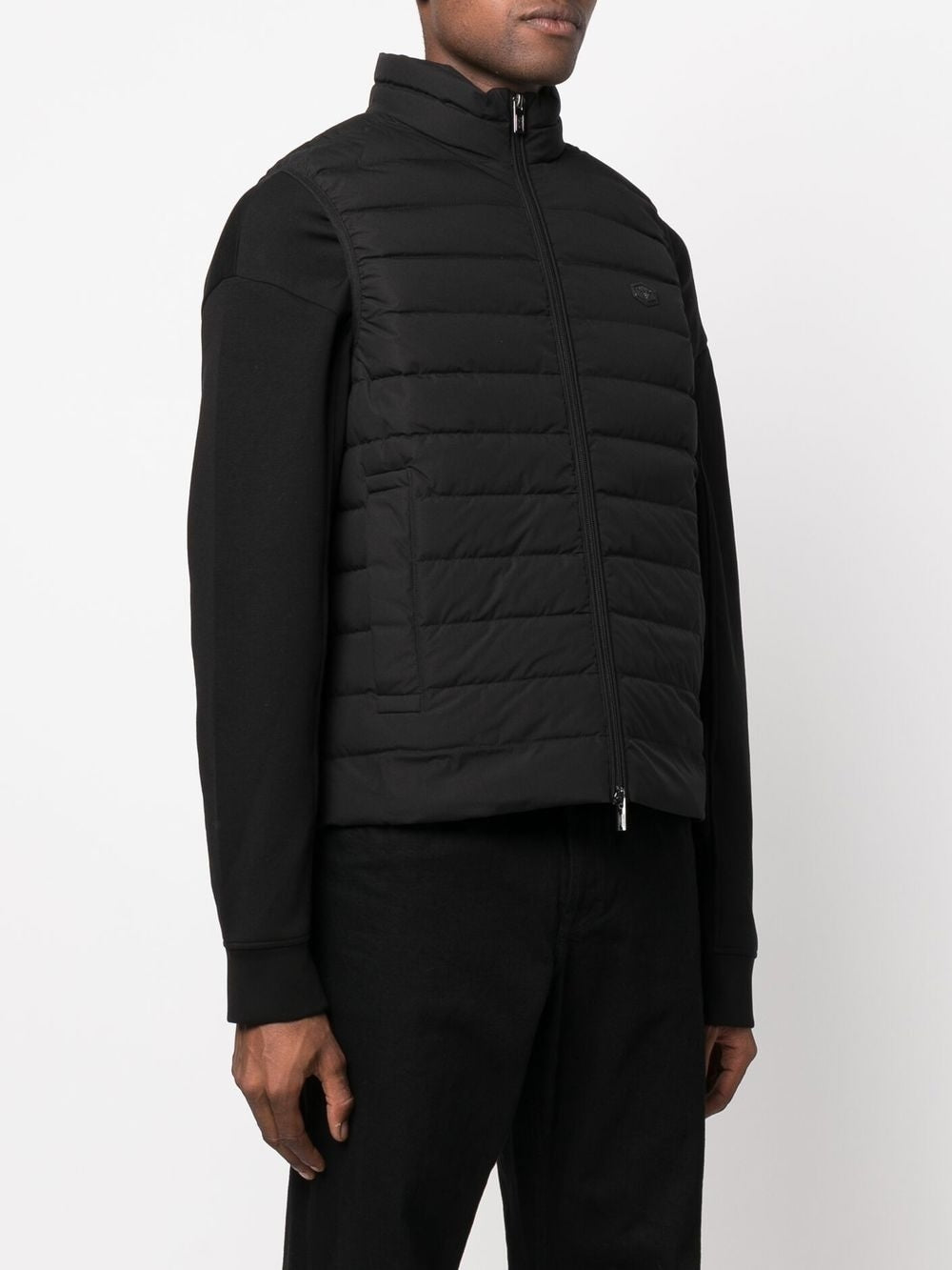Emporio Armani Full-zip, sleeveless quilted nylon down jacket with eagle logo patch Emporio Armani