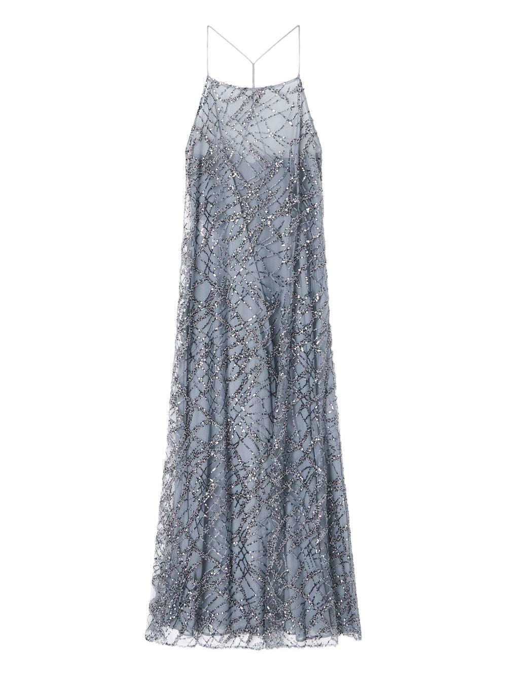 Emporio Armani Long tulle dress with all-over micro sequin and jet embroidery Emporio Armani
