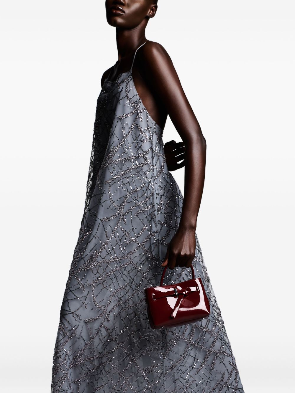 Emporio Armani Long tulle dress with all-over micro sequin and jet embroidery Emporio Armani