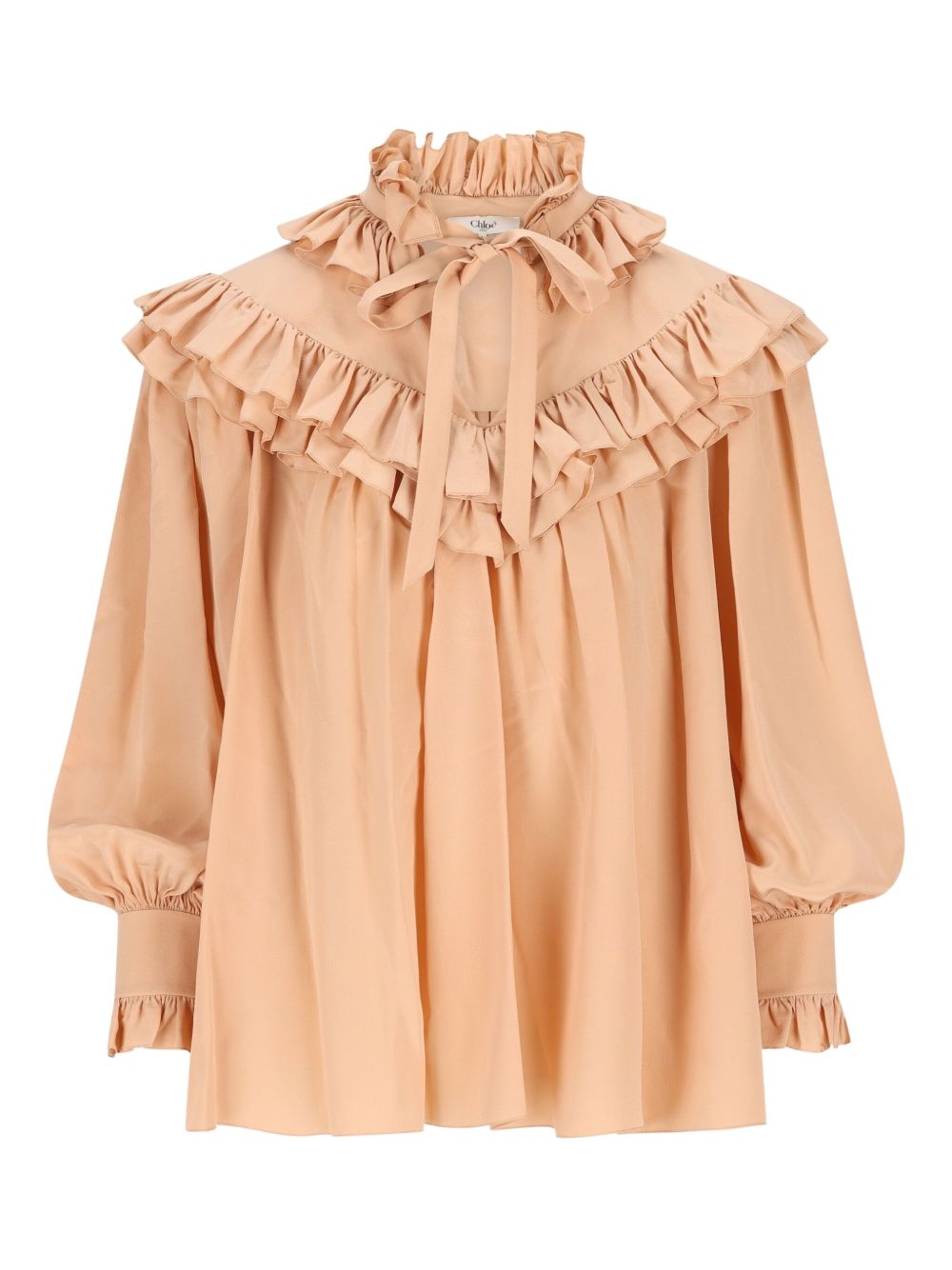 Chloé Oversized ruffle top in crêpe de chine Chloé