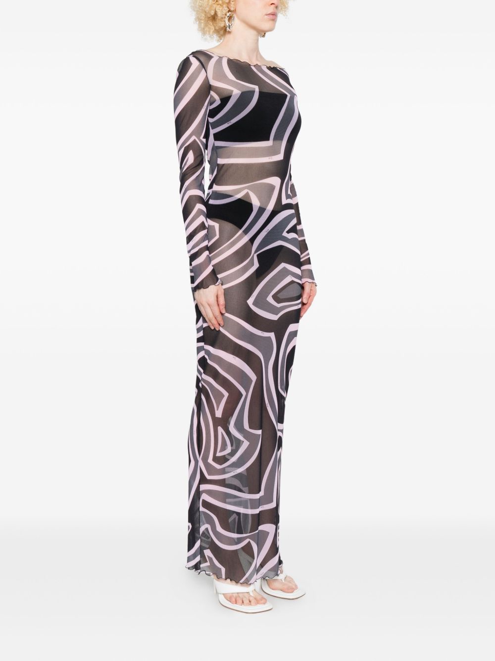 Pucci Abstract-print long-sleeve maxi dress Pucci