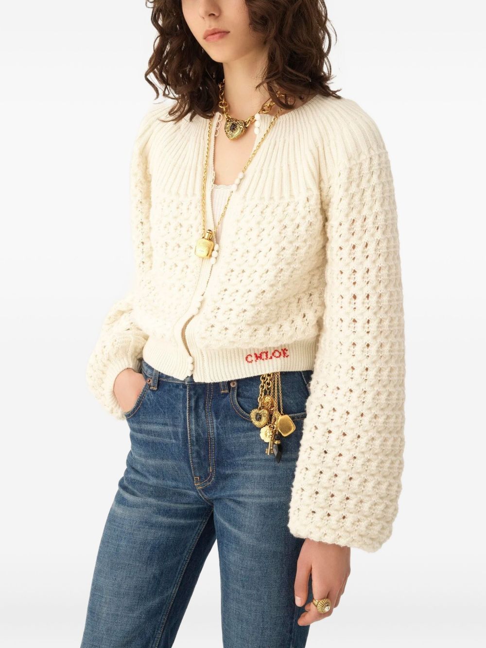 Chloé Round-neck cardigan in a wool & cashmere knit Chloé