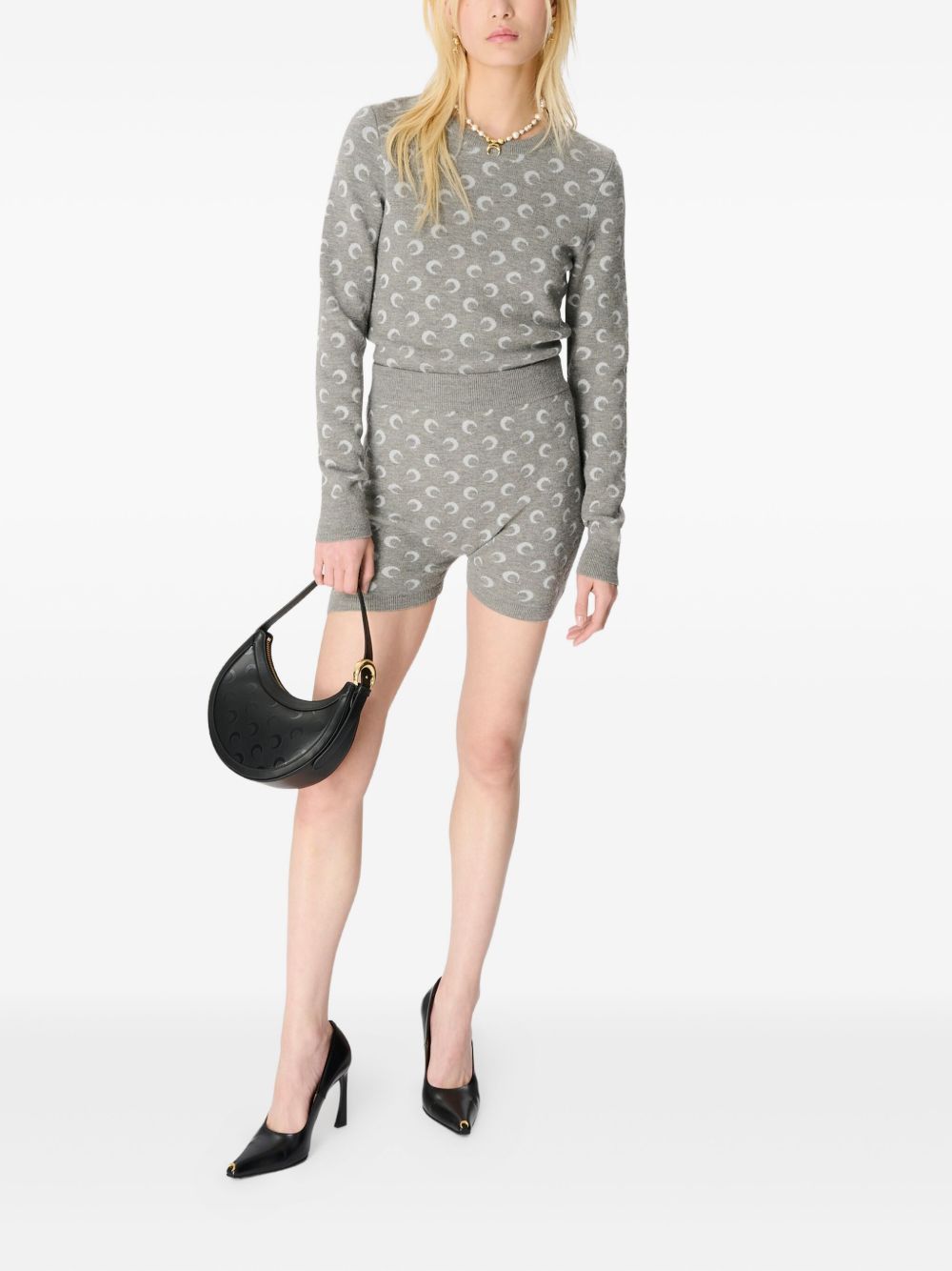 Marine Serre Moon Jacquard Knit Fitted Cardigan Marine Serre