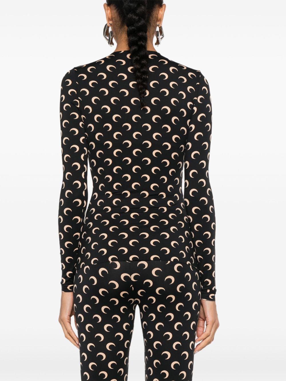 Marine Serre Recycled Moon Jersey SS Highneck Top Marine Serre