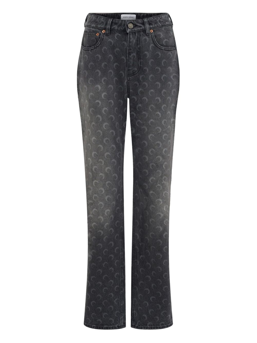 Marine Serre Moon Laser Grey Wash Denim Straight Jeans Marine Serre