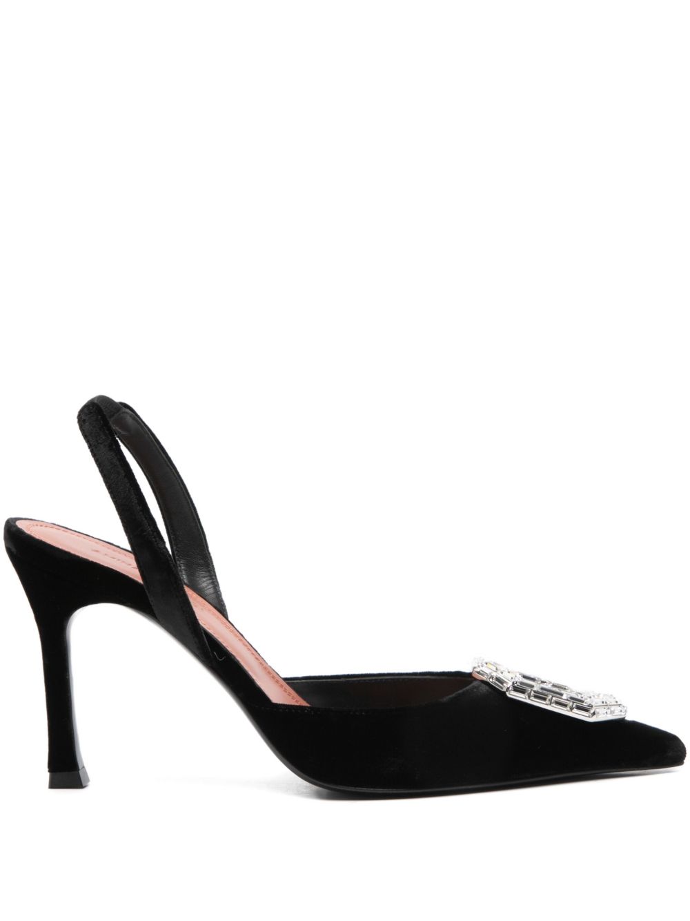 Amina Muaddi With Heel Black Amina Muaddi