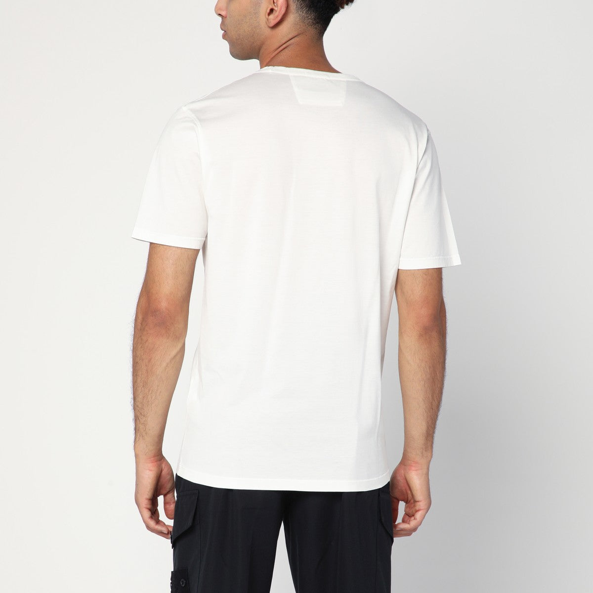C.P. Company White cotton T-shirt with logo patch C.P. Company